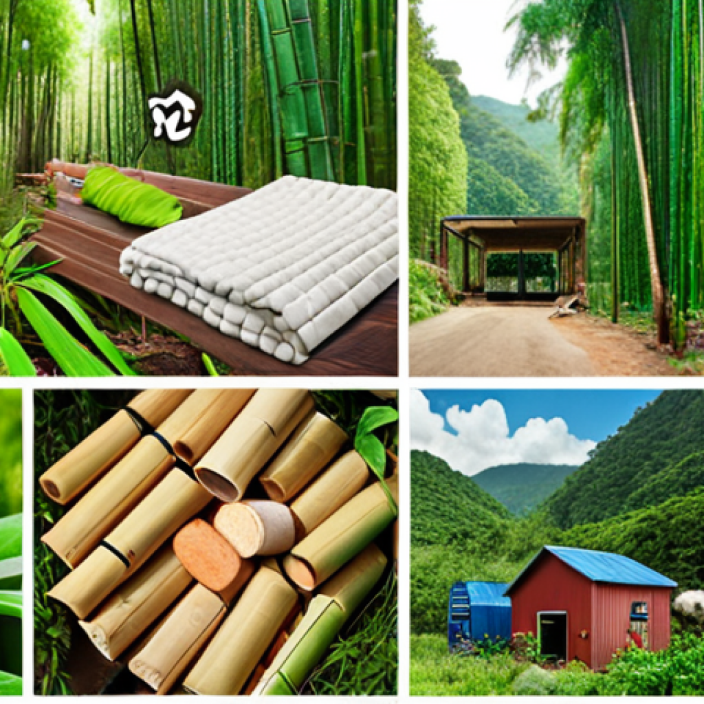 **Image Prompt:** A vibrant collage showcasing sustainable materials like bamboo, organic cotton, and recycled glass alongside certification logos like FSC and GOTS. The background features a lush forest and a clean recycling facility, emphasizing the environmental benefits.