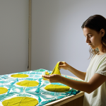 **Prompt 1: "A modern Portuguese woman, deeply engaged in the meticulous process of zero-waste fashion design. She stands in a brightly lit studio, surrounded by neatly organized fabric remnants and innovative pattern pieces. Subtle holographic projections of AI-optimized cutting layouts, designed to eliminate textile waste, float around her. In her hands, she thoughtfully examines a swatch of an experimental, sustainable fabric (e.g., made from algae or pineapple fibers), symbolizing the future of eco-conscious materials. The scene conveys a blend of traditional craftsmanship and cutting-edge technology, with a hopeful and creative atmosphere. High detail, vibrant, realistic style."**
