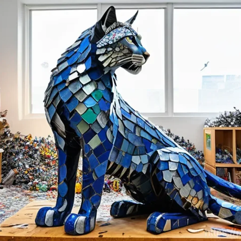 제로웨이스트 예술과 디자인 프로젝트 - **Prompt:** A dynamic, wide-angle photograph capturing an inspired, androgynous artist in their late...