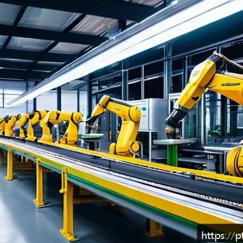 제로웨이스트 산업의 기술 혁신 - A modern Brazilian industrial factory interior showcasing intelligent automation systems in action: ...
